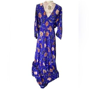 Authentic Diane Von Furstenberg Royal Blue Floral Print Dress